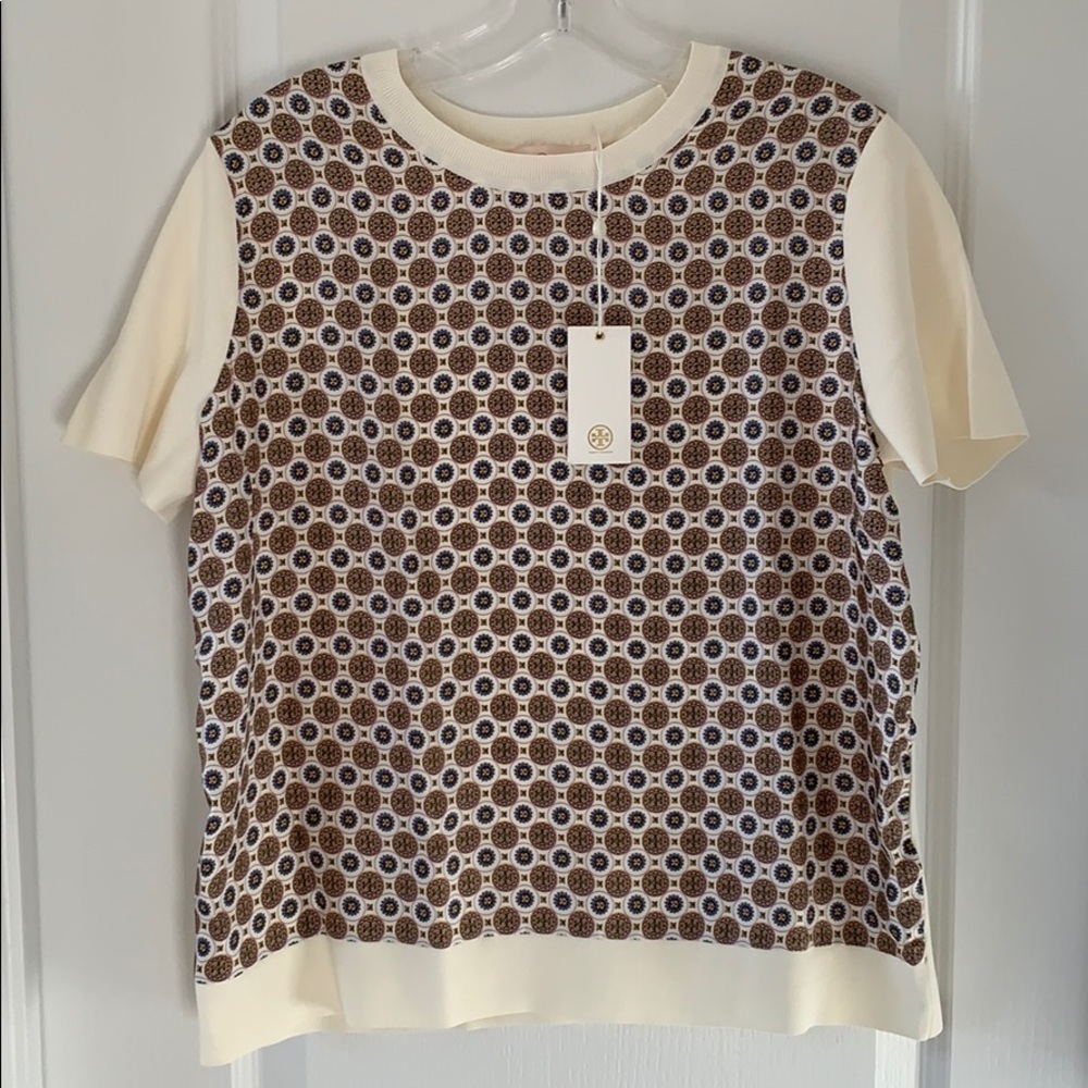 NWT TORY BURCH Authentic Silk Front Medallion Print Top Size Large